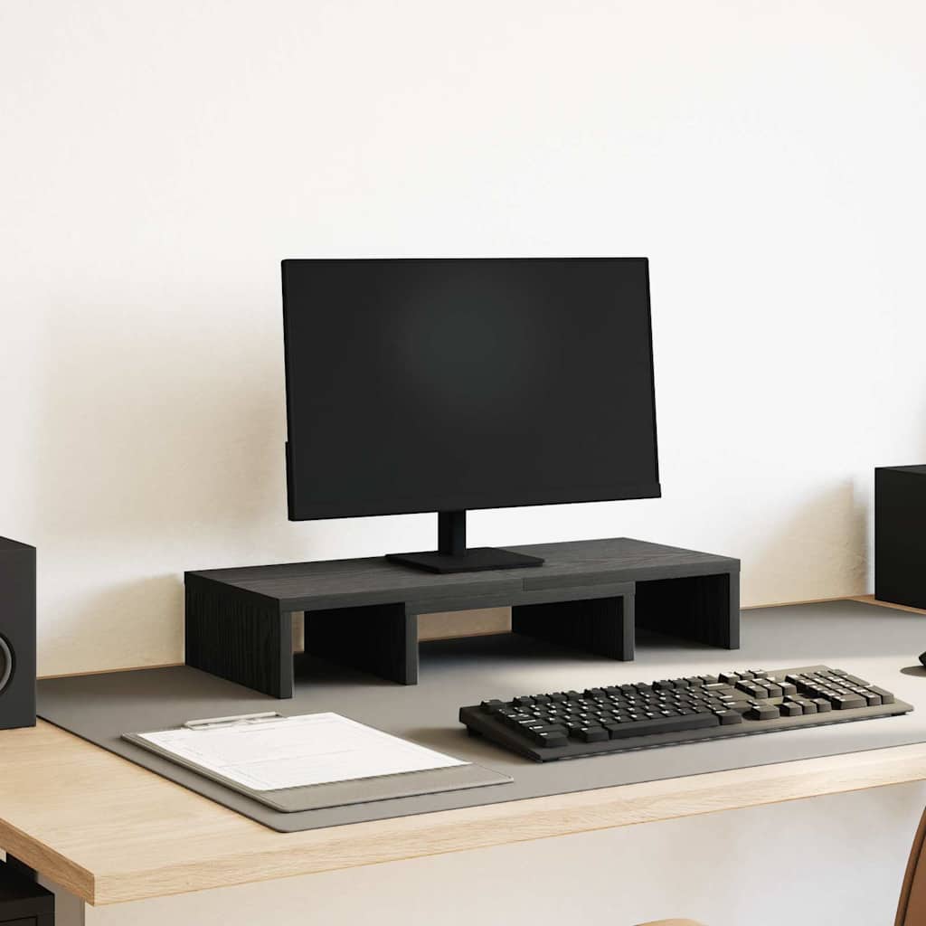 Monitorstandaard verstelbaar zwart eiken 60x24x10,5 cm bewerkt hout is nu te koop bij PeponiXL, paradijselijk wonen!