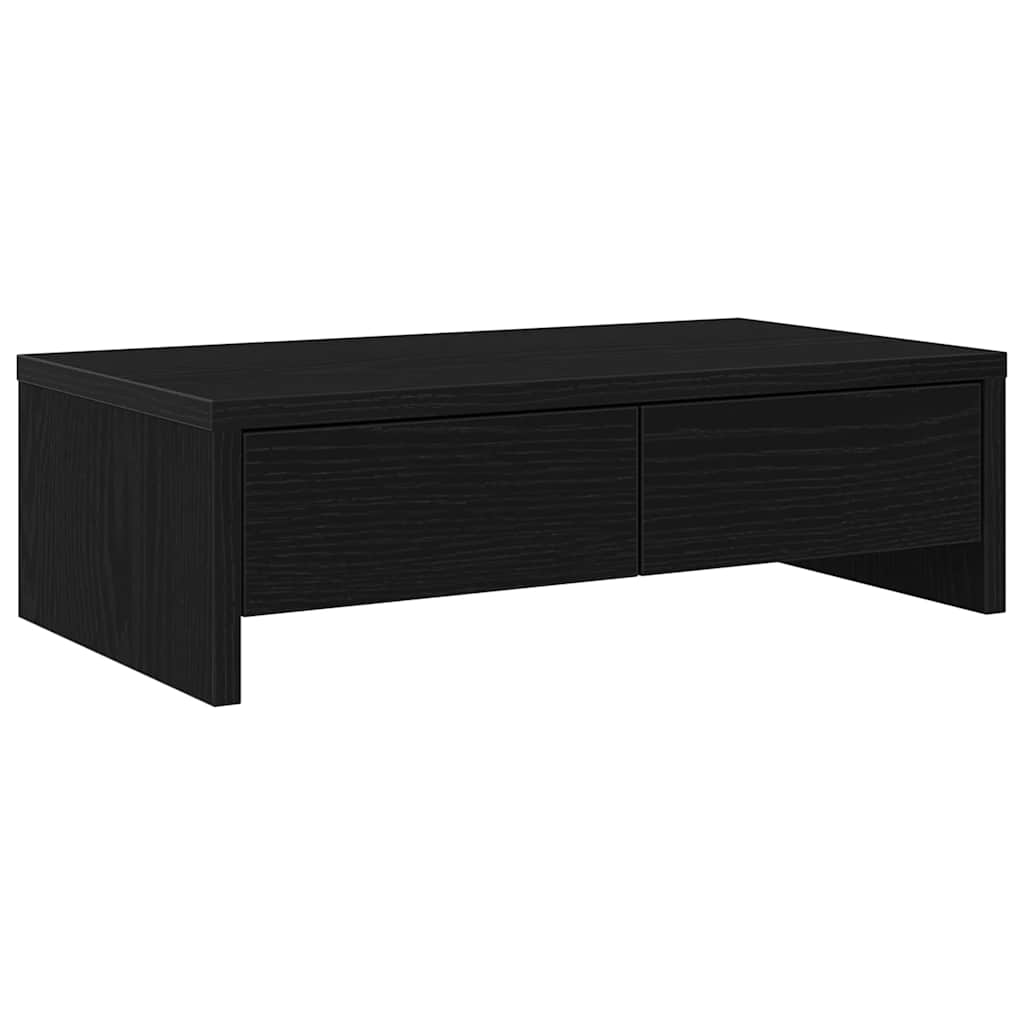 Monitorstandaard met lades, zwart eiken, 50x27x15 cm, bewerkt hout is nu te koop bij PeponiXL, paradijselijk wonen!