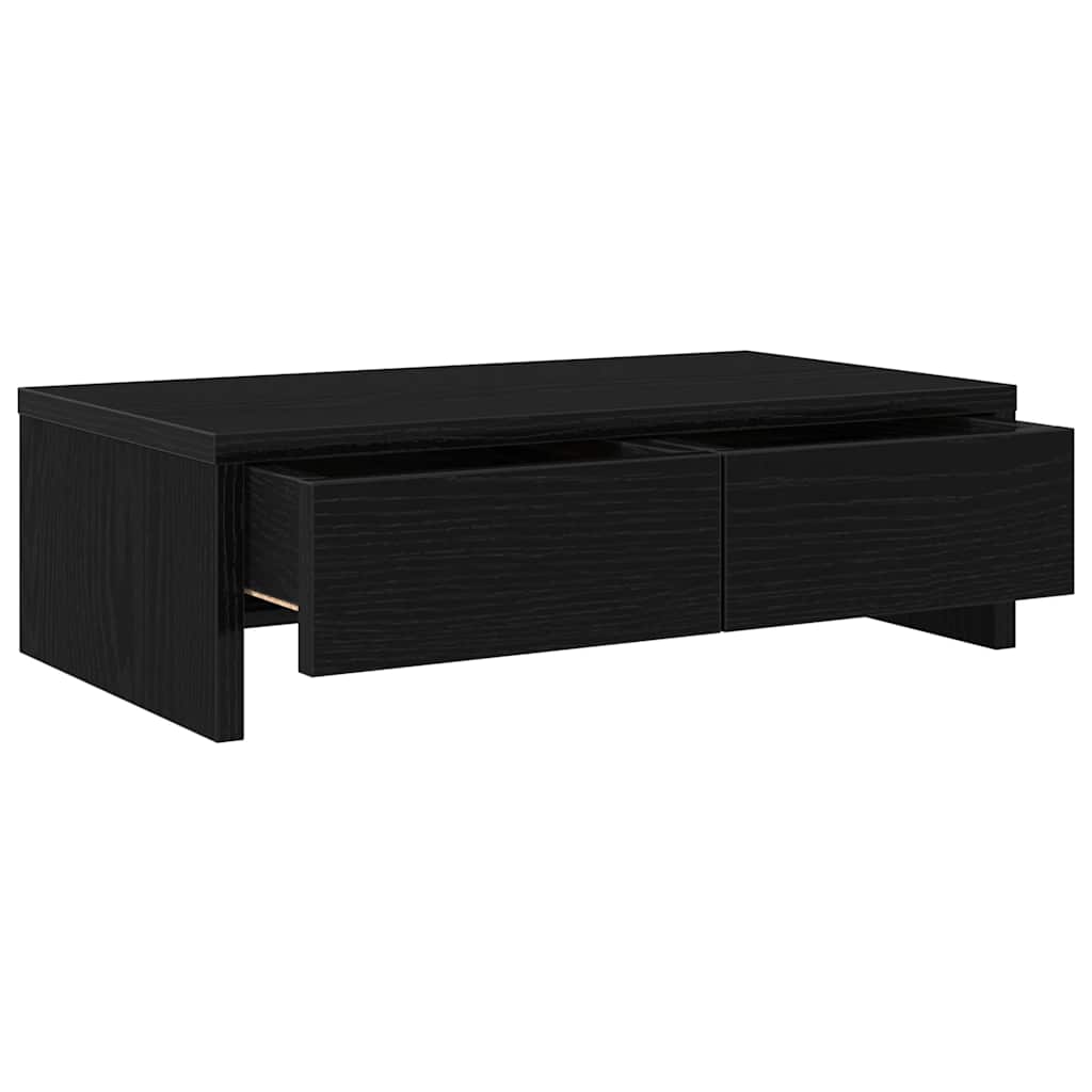 Monitorstandaard met lades, zwart eiken, 50x27x15 cm, bewerkt hout is nu te koop bij PeponiXL, paradijselijk wonen!
