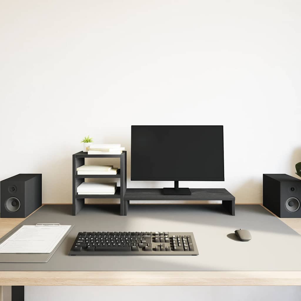 Monitorstandaard met bureau-organizer, zwart eikenhout is nu te koop bij PeponiXL, paradijselijk wonen!