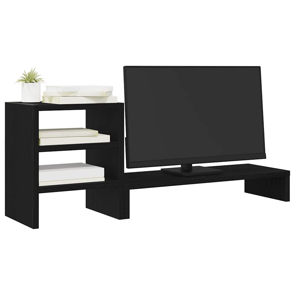 Monitorstandaard met bureau-organizer, zwart eikenhout is nu te koop bij PeponiXL, paradijselijk wonen!