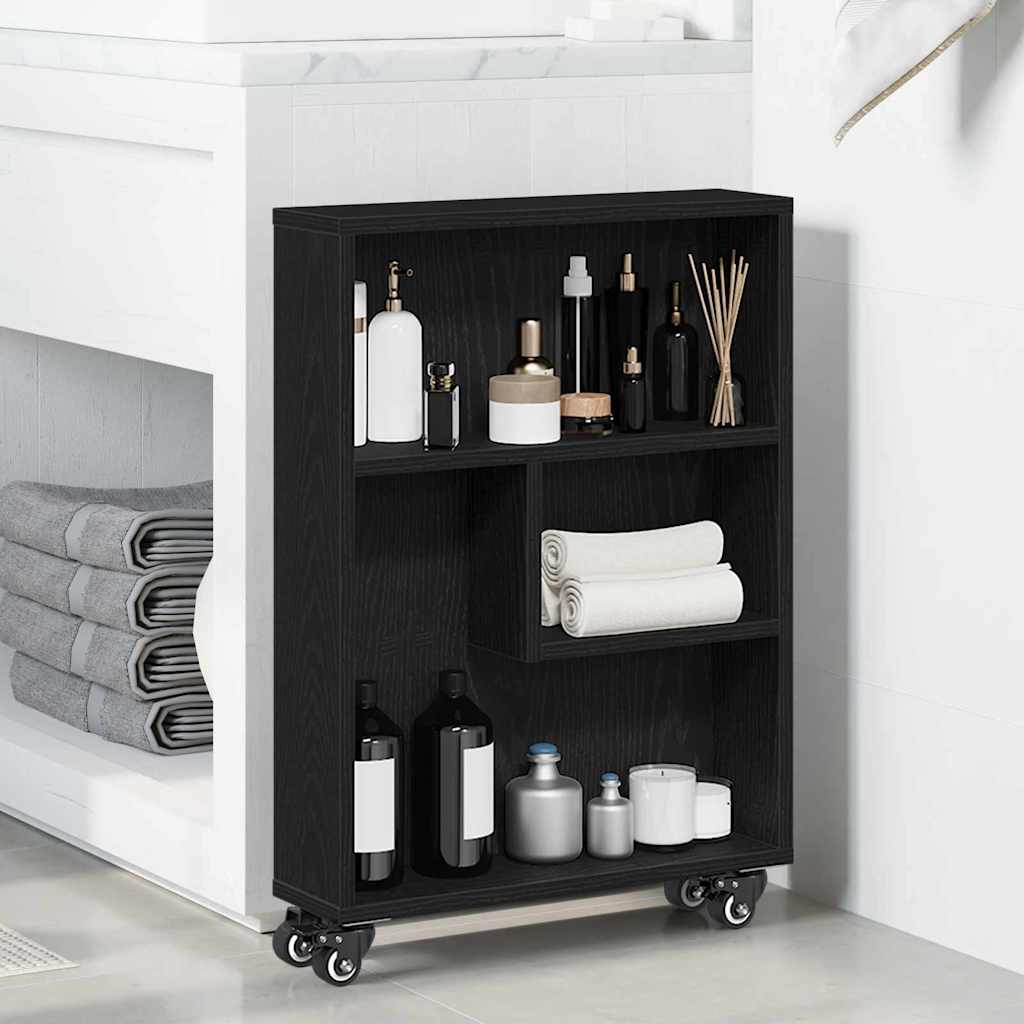 Smalle Opbergtrolley Zwart Eiken 48 x 13 x 68 cm is nu te koop bij PeponiXL, paradijselijk wonen!