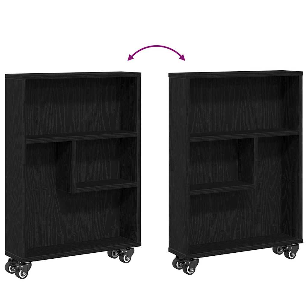 Smalle Opbergtrolley Zwart Eiken 48 x 13 x 68 cm is nu te koop bij PeponiXL, paradijselijk wonen!