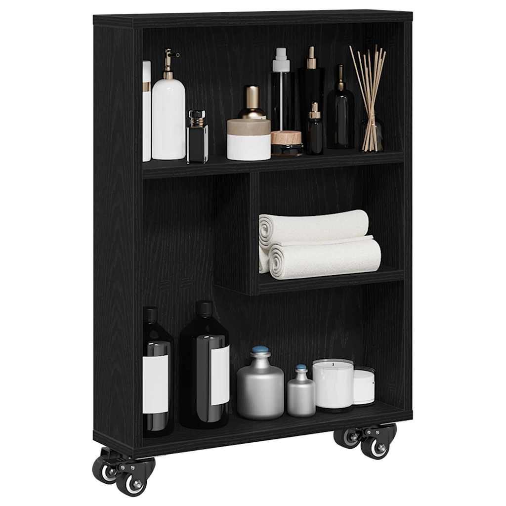 Smalle Opbergtrolley Zwart Eiken 48 x 13 x 68 cm is nu te koop bij PeponiXL, paradijselijk wonen!