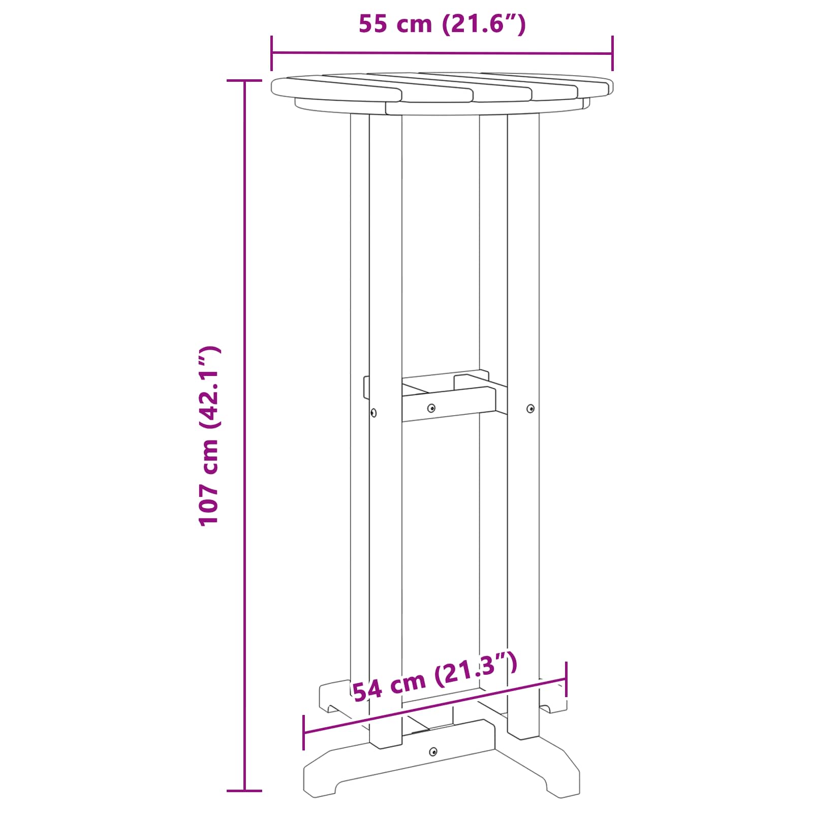 Bartafel Wit 55 x 55 x 107 cm Polyetheen is nu te koop bij PeponiXL, paradijselijk wonen!