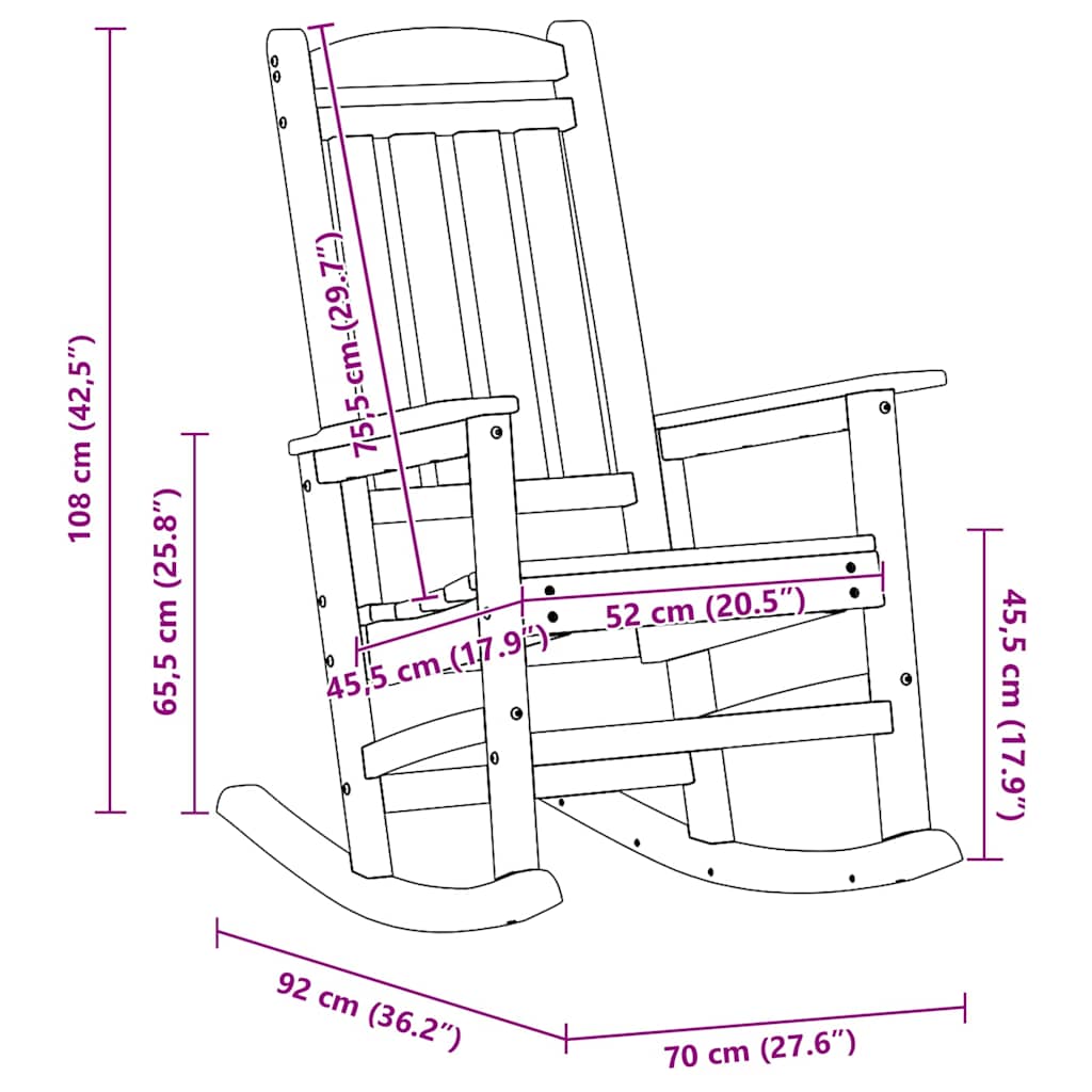 Tuin Schommelstoel Zwart 92 x 70 x 108cm HDPE is nu te koop bij PeponiXL, paradijselijk wonen!