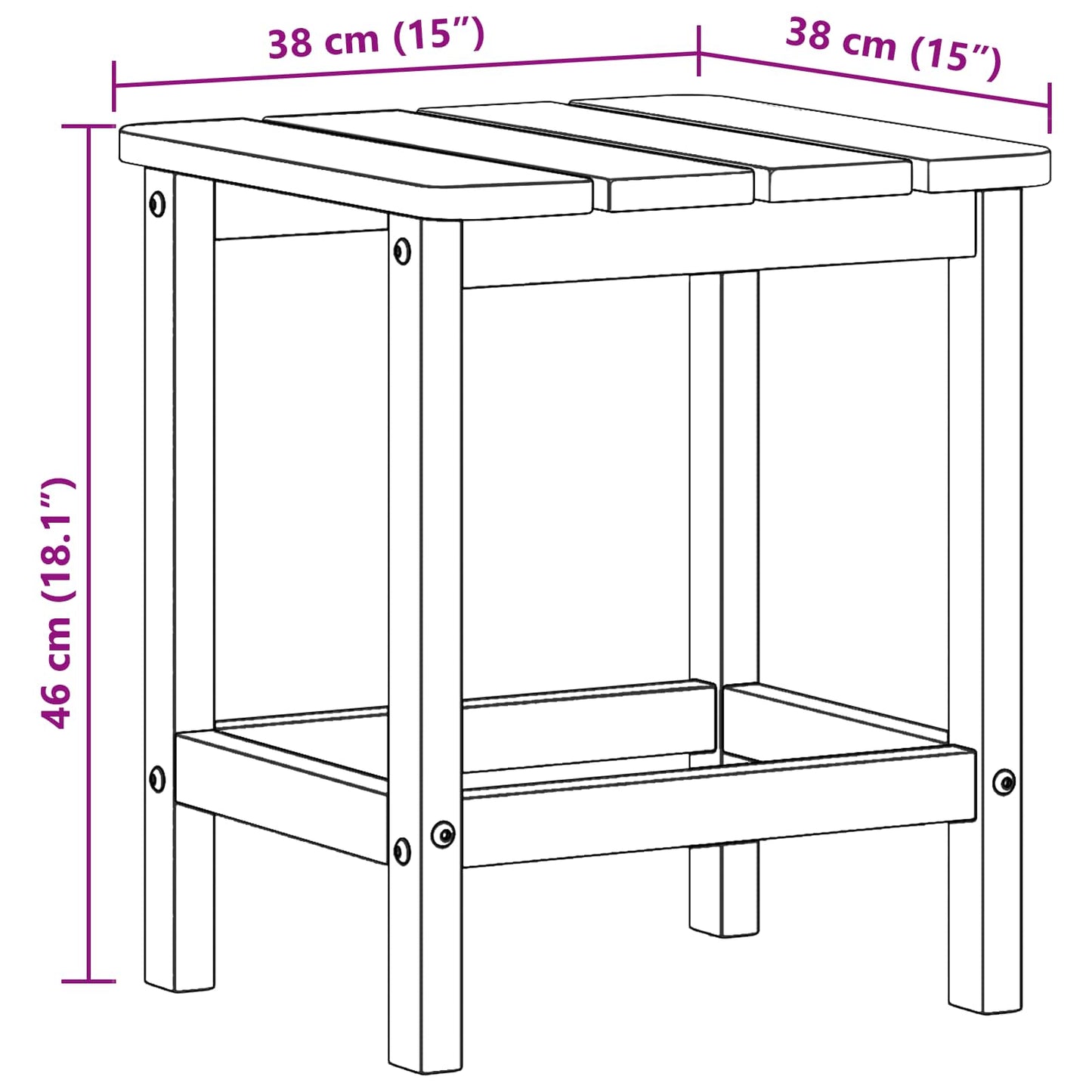 Bijzettafel Wit 38 x 38 x 46 cm Polyetheen is nu te koop bij PeponiXL, paradijselijk wonen!