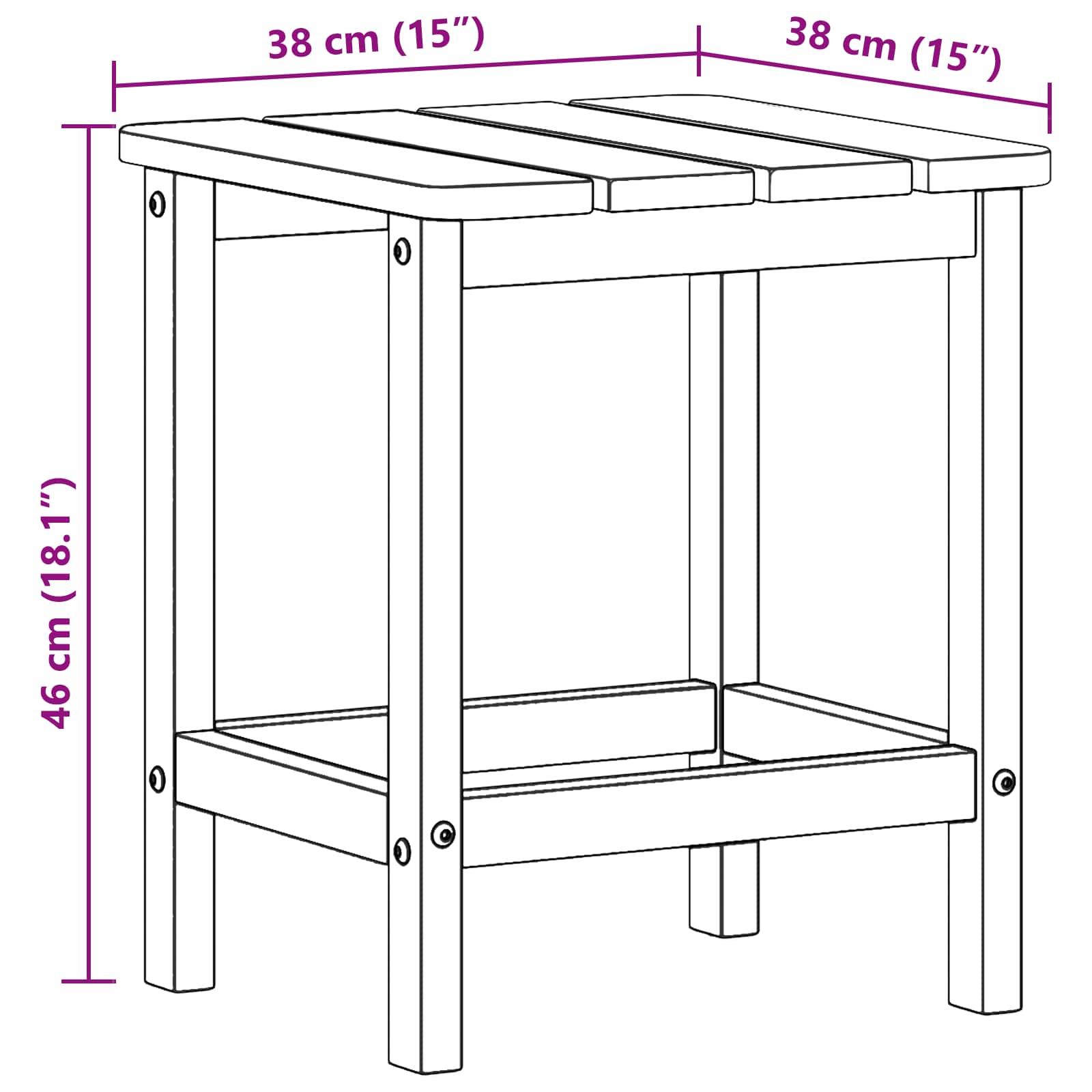 Bijzettafel Wit 38 x 38 x 46 cm Polyetheen is nu te koop bij PeponiXL, paradijselijk wonen!