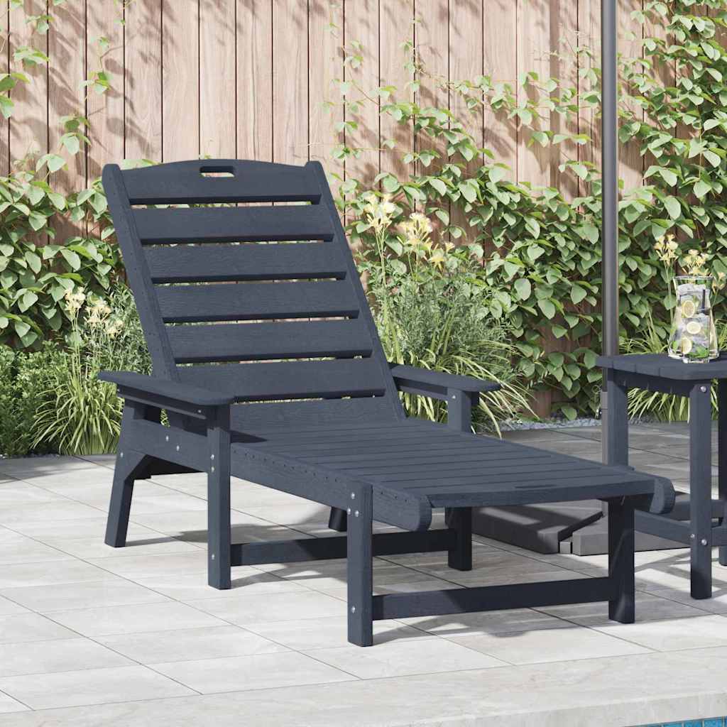 Ligstoel Marineblauw 195,5 x 53 x 98,5 cm HDPE is nu te koop bij PeponiXL, paradijselijk wonen!