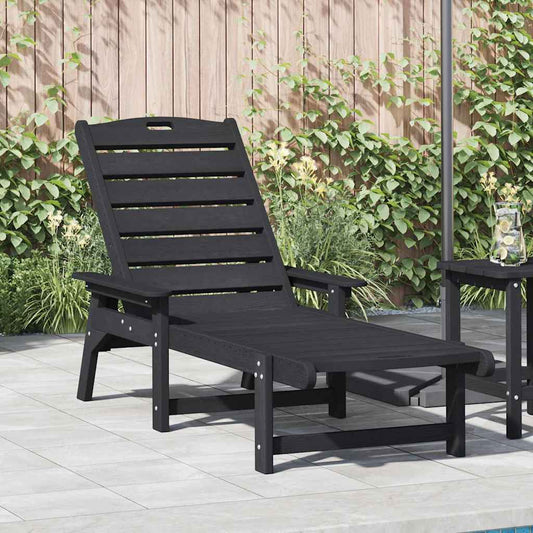 Ligstoel Zwart 195,5 x 53 x 98,5 cm HDPE is nu te koop bij PeponiXL, paradijselijk wonen!
