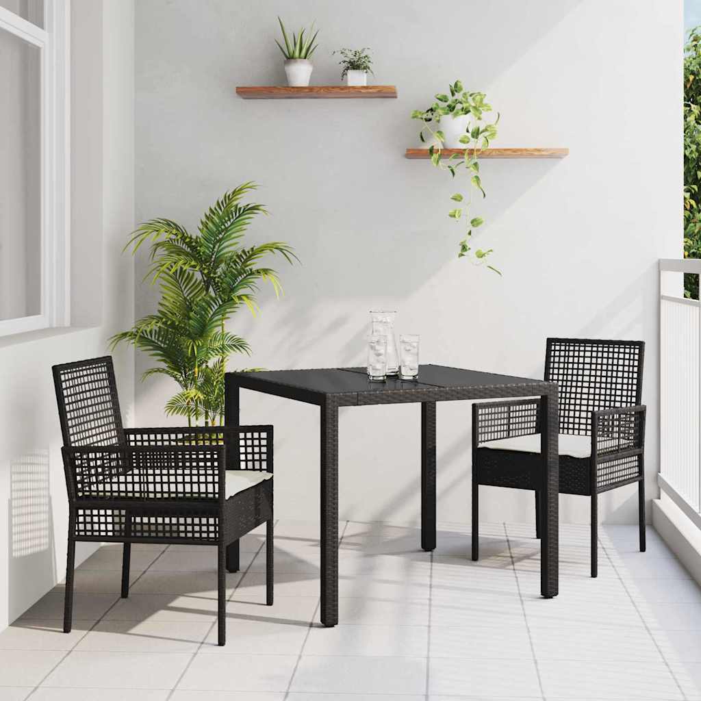 Tuin eettafelset 3 pcs Zwart poly rattan is nu te koop bij PeponiXL, paradijselijk wonen!