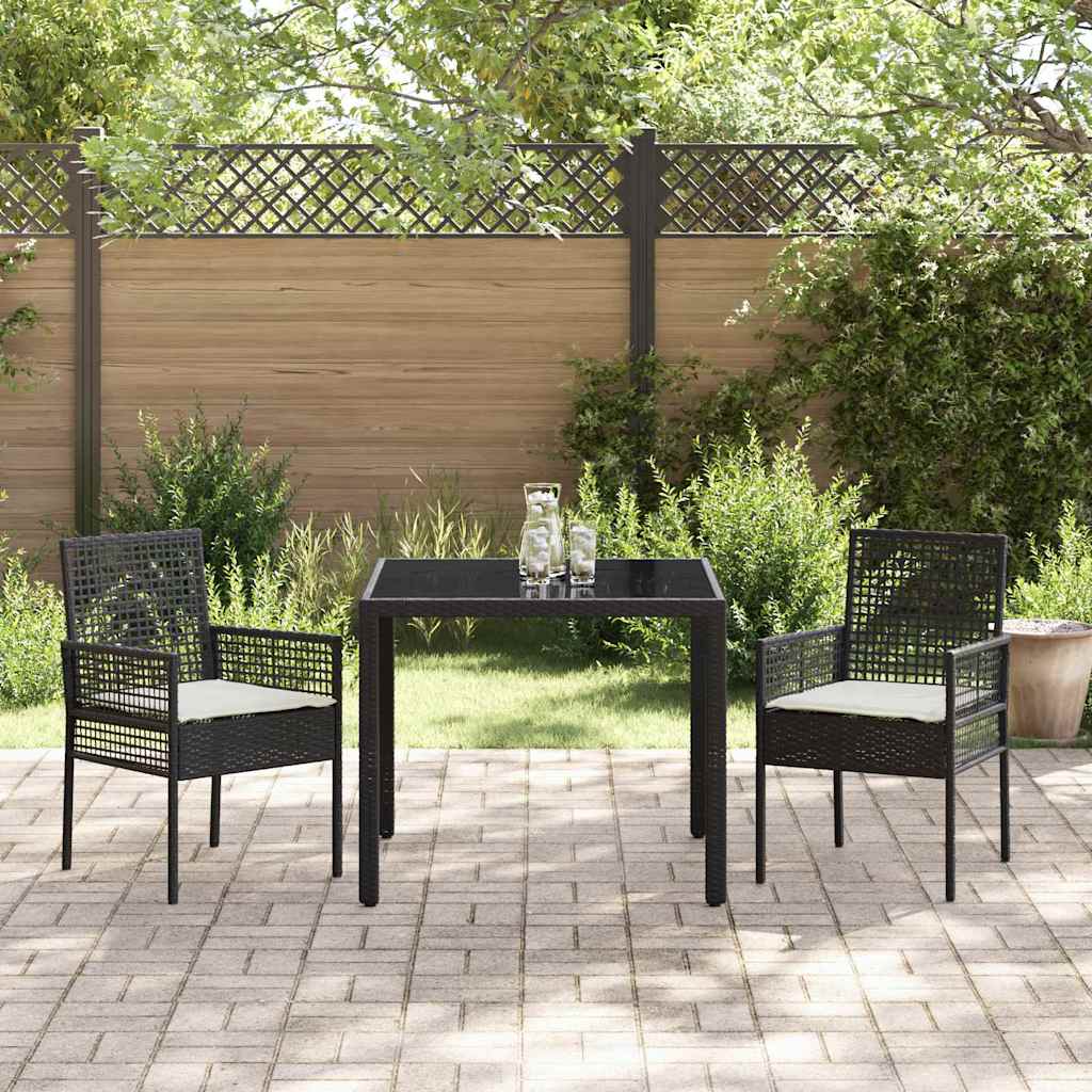 Tuin eettafelset 3 pcs Zwart poly rattan is nu te koop bij PeponiXL, paradijselijk wonen!