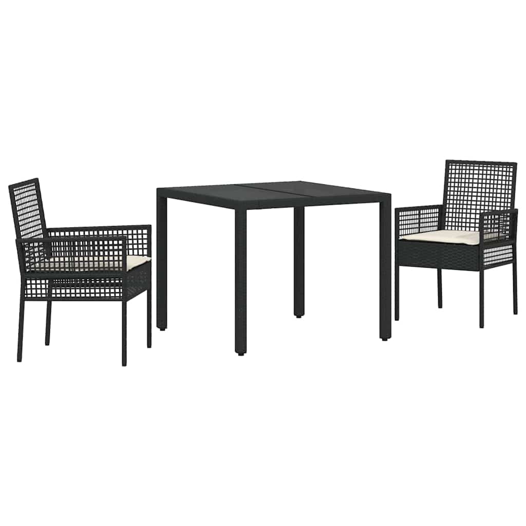 Tuin eettafelset 3 pcs Zwart poly rattan is nu te koop bij PeponiXL, paradijselijk wonen!