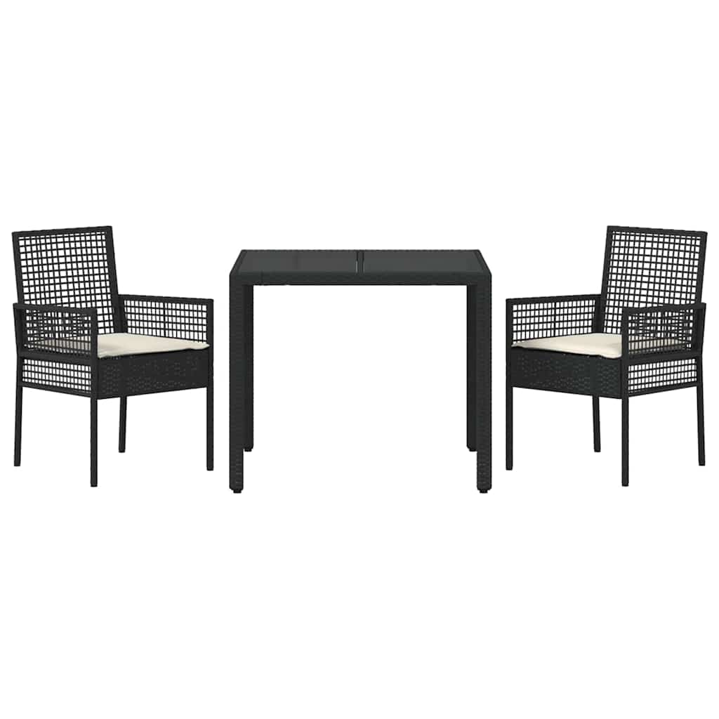 Tuin eettafelset 3 pcs Zwart poly rattan is nu te koop bij PeponiXL, paradijselijk wonen!