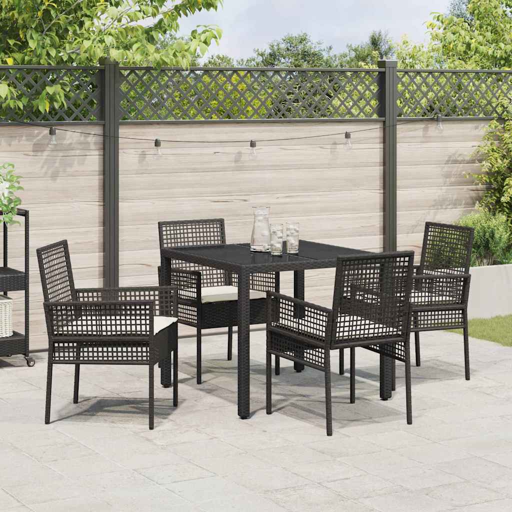 Tuin eettafelset 5 pcs Zwart poly rattan is nu te koop bij PeponiXL, paradijselijk wonen!