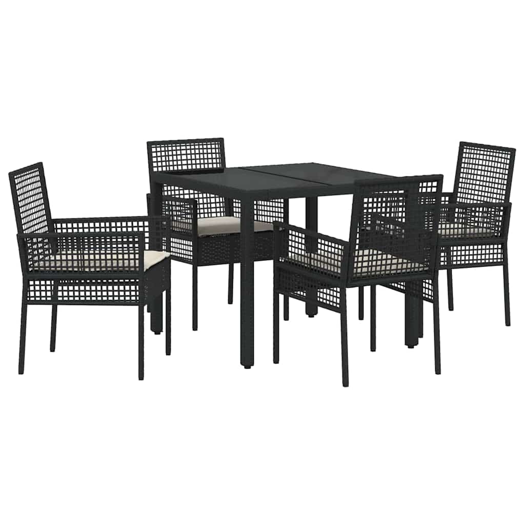 Tuin eettafelset 5 pcs Zwart poly rattan is nu te koop bij PeponiXL, paradijselijk wonen!