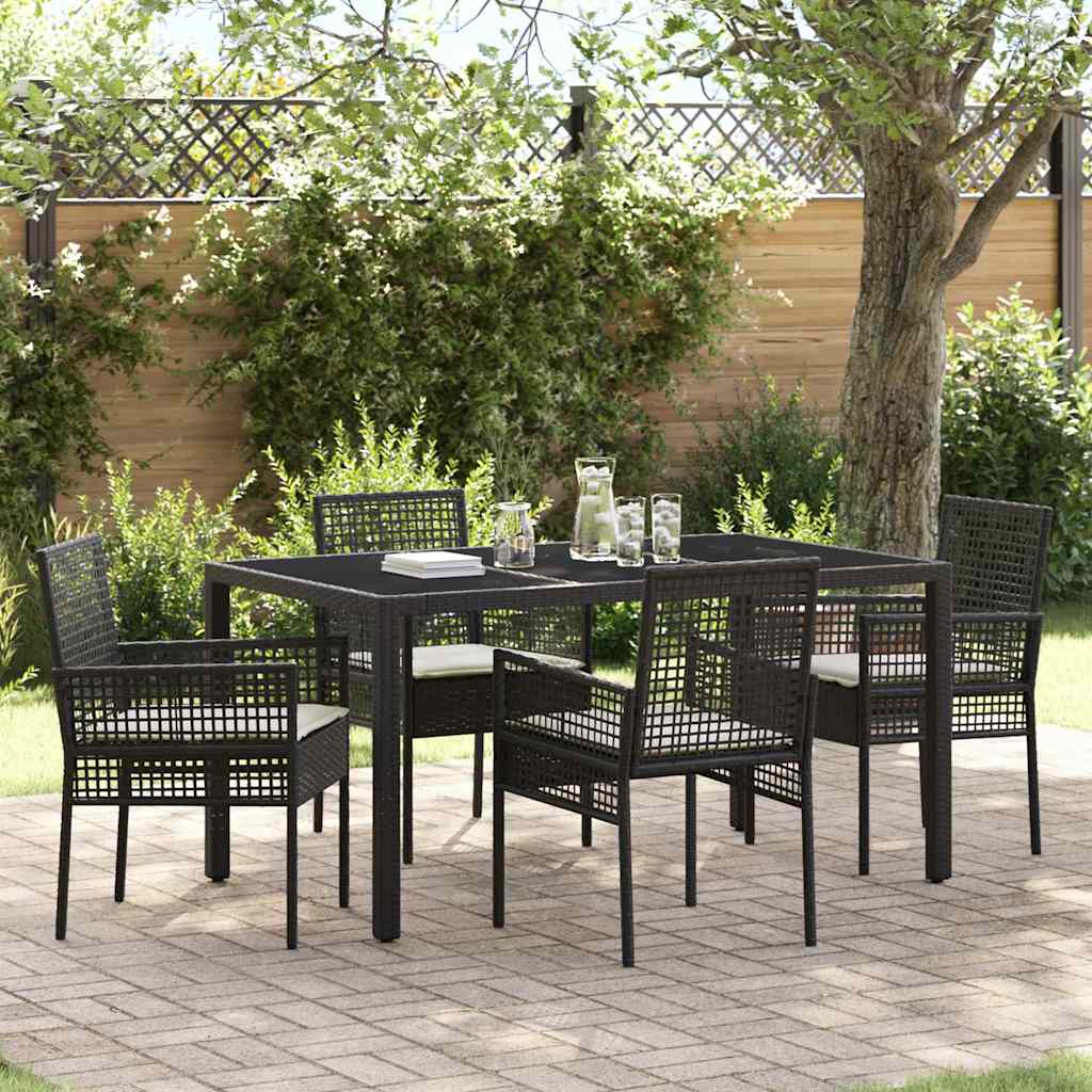 Tuin eettafelset 5 pcs Zwart poly rattan is nu te koop bij PeponiXL, paradijselijk wonen!