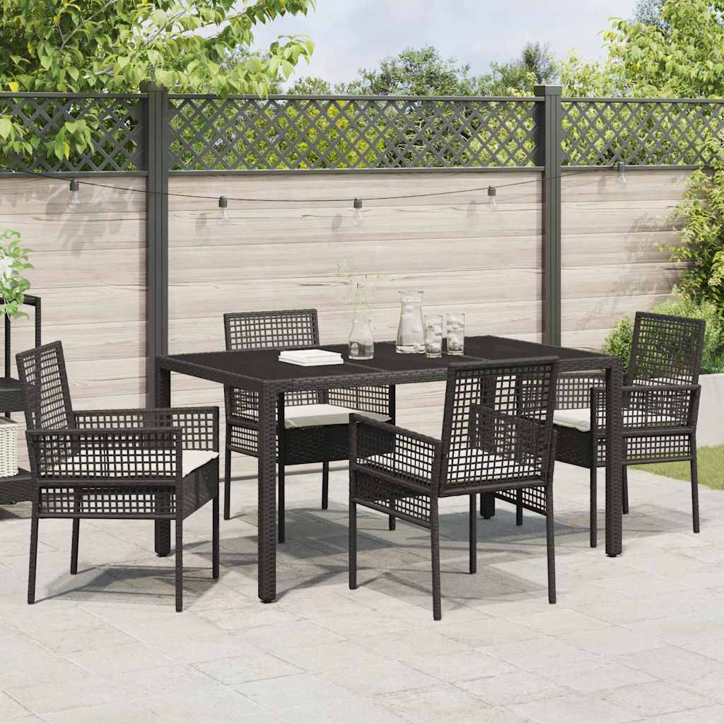 Tuin eettafelset 5 pcs Zwart poly rattan is nu te koop bij PeponiXL, paradijselijk wonen!