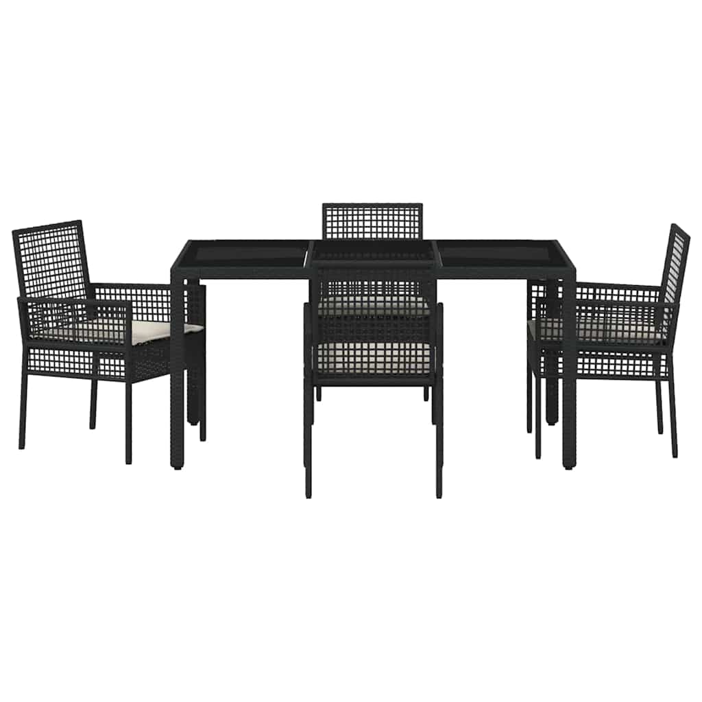 Tuin eettafelset 5 pcs Zwart poly rattan is nu te koop bij PeponiXL, paradijselijk wonen!