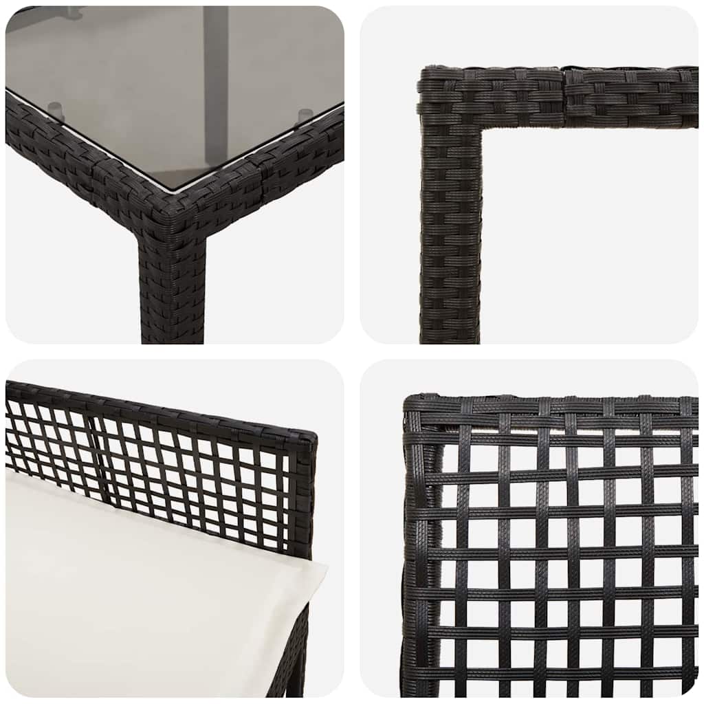 Tuin eettafelset 7 pcs Zwart poly rattan is nu te koop bij PeponiXL, paradijselijk wonen!