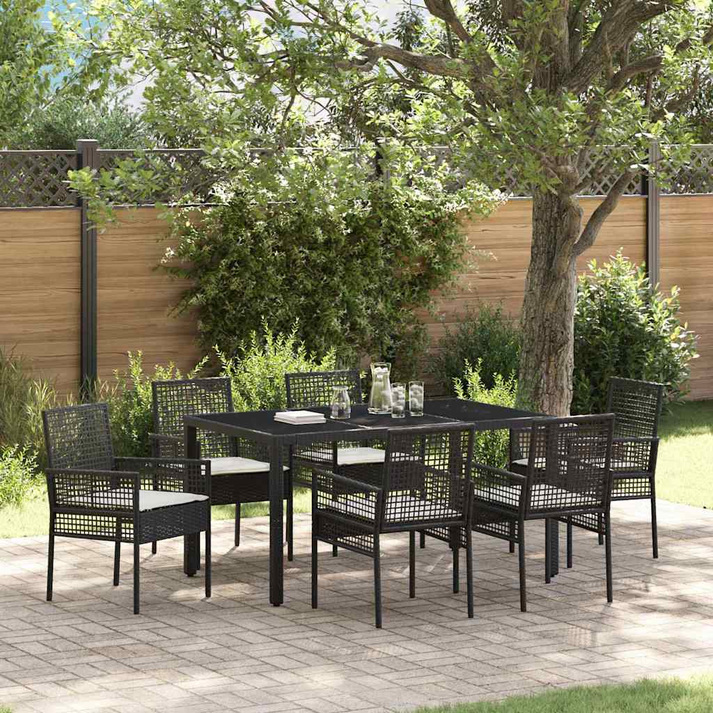 Tuin eettafelset 7 pcs Zwart poly rattan is nu te koop bij PeponiXL, paradijselijk wonen!