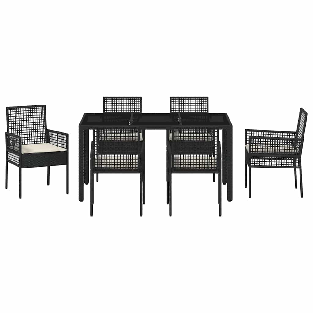 Tuin eettafelset 7 pcs Zwart poly rattan is nu te koop bij PeponiXL, paradijselijk wonen!