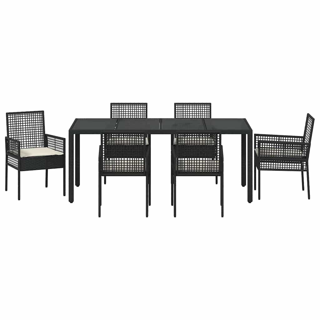 Tuin eettafelset 7 pcs Zwart poly rattan is nu te koop bij PeponiXL, paradijselijk wonen!