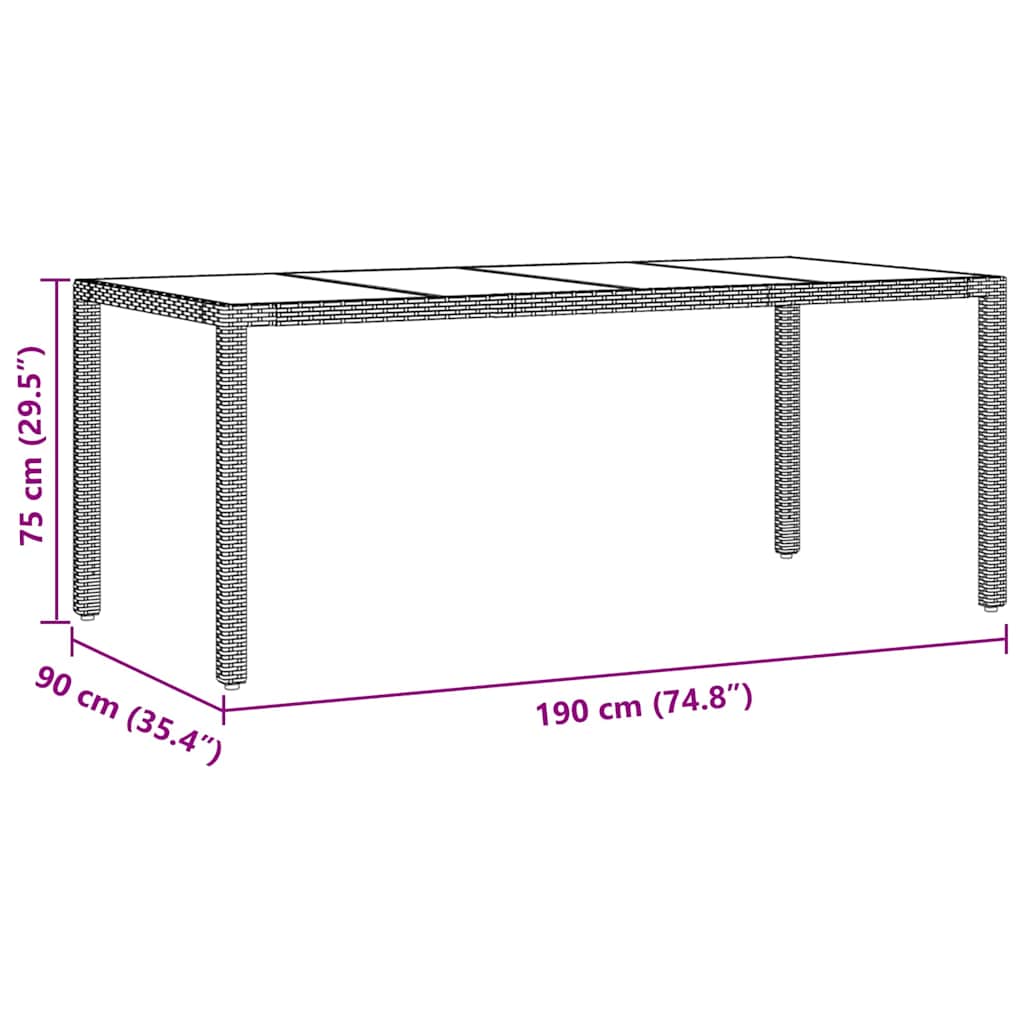 Tuin eettafelset 7 pcs Zwart poly rattan is nu te koop bij PeponiXL, paradijselijk wonen!