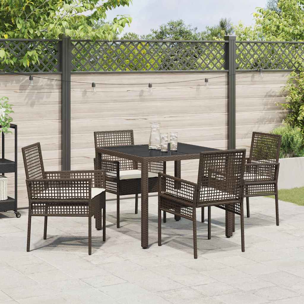 Tuin eettafelset 5 pcs Bruin poly rattan is nu te koop bij PeponiXL, paradijselijk wonen!