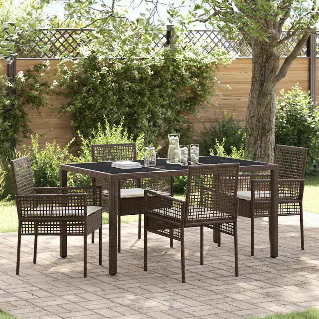 Tuin eettafelset 5 pcs Bruin poly rattan is nu te koop bij PeponiXL, paradijselijk wonen!