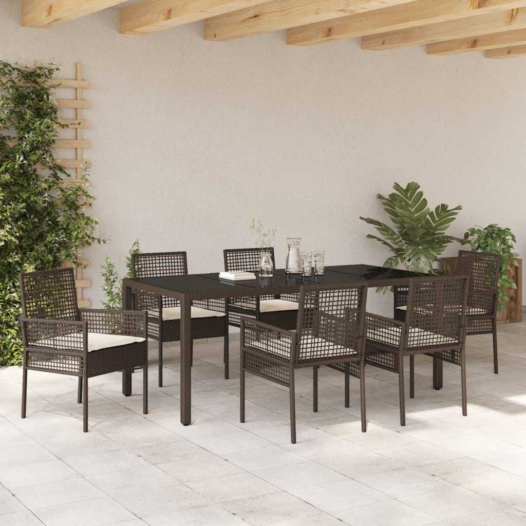 Tuin eettafelset 7 pcs Bruin poly rattan is nu te koop bij PeponiXL, paradijselijk wonen!