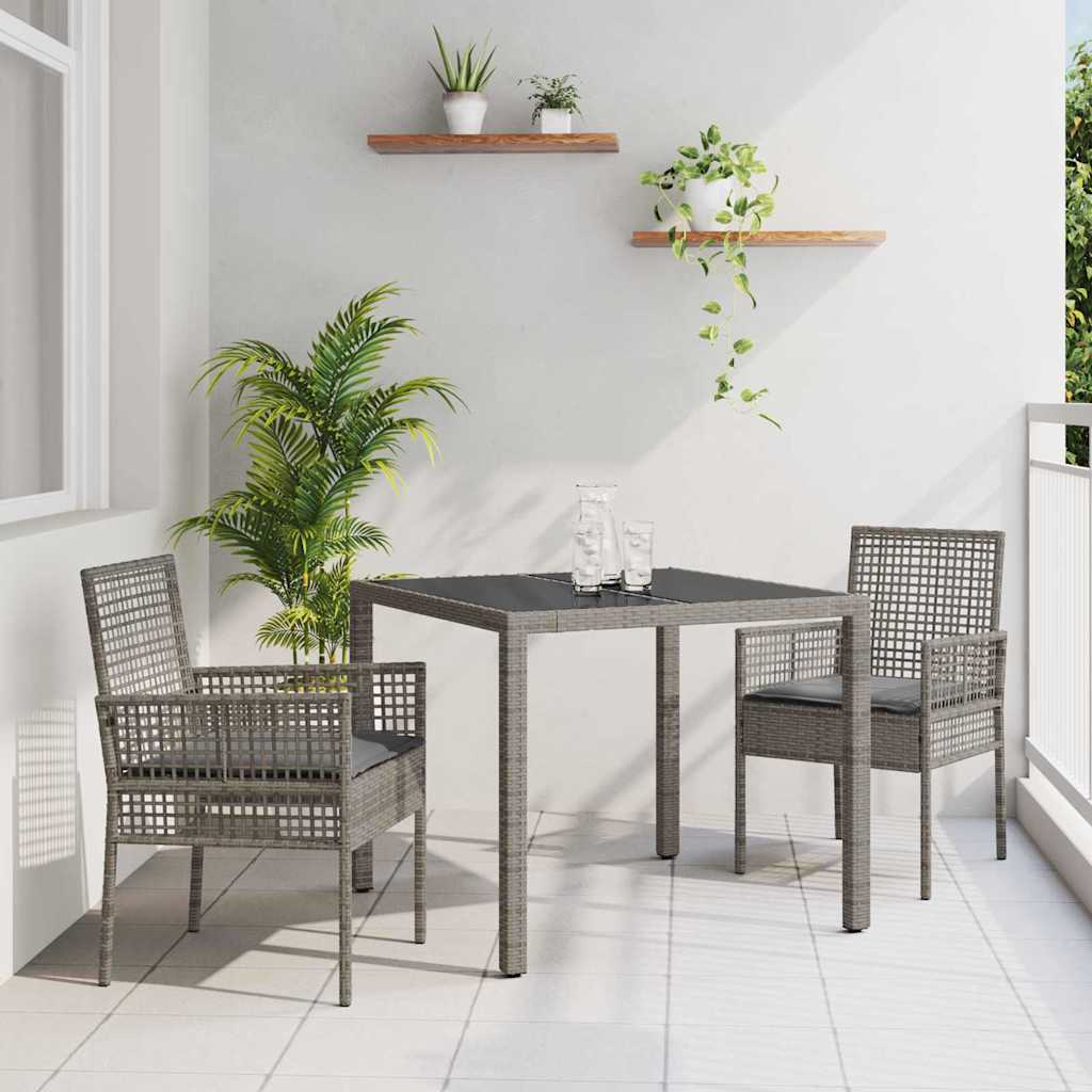 Tuin eettafelset 3 pcs Grijs poly rattan is nu te koop bij PeponiXL, paradijselijk wonen!