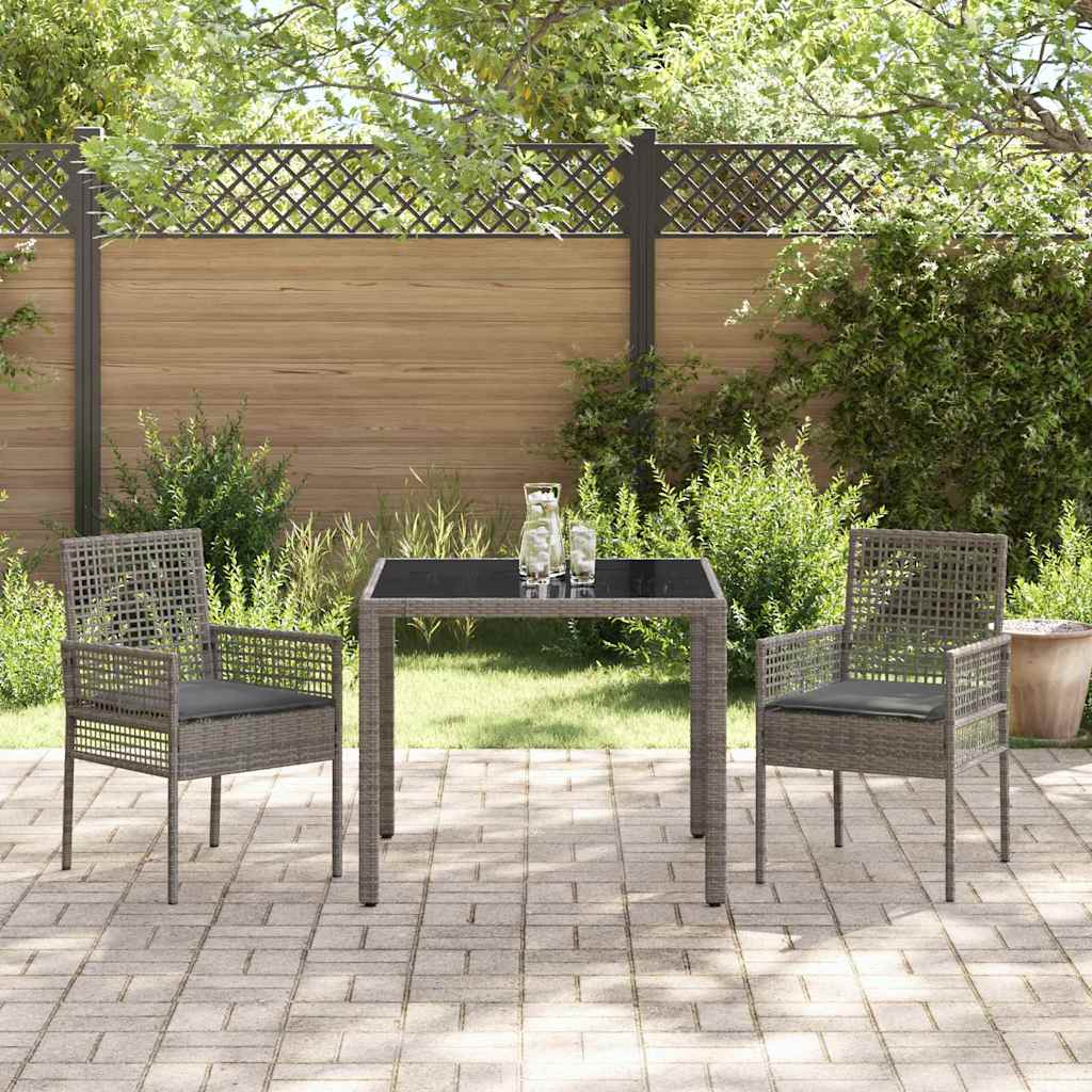 Tuin eettafelset 3 pcs Grijs poly rattan is nu te koop bij PeponiXL, paradijselijk wonen!