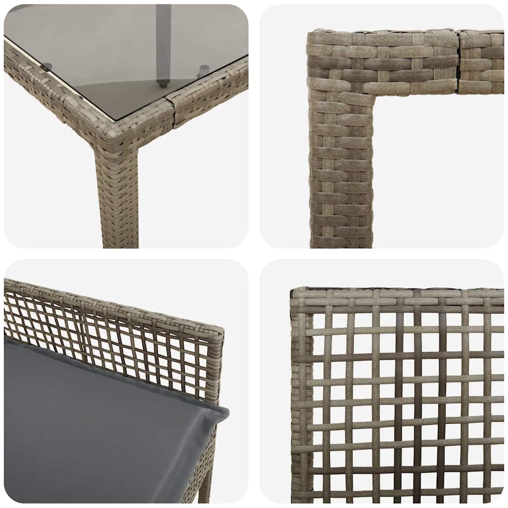 Tuin eettafelset 5 pcs Grijs poly rattan is nu te koop bij PeponiXL, paradijselijk wonen!