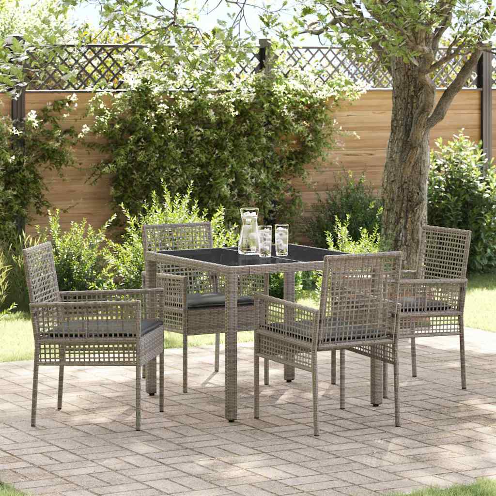Tuin eettafelset 5 pcs Grijs poly rattan is nu te koop bij PeponiXL, paradijselijk wonen!