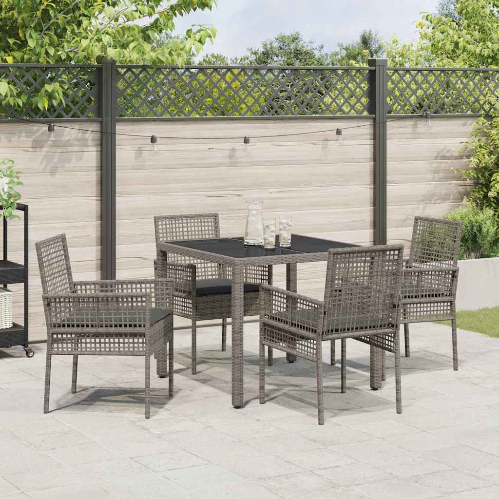 Tuin eettafelset 5 pcs Grijs poly rattan is nu te koop bij PeponiXL, paradijselijk wonen!