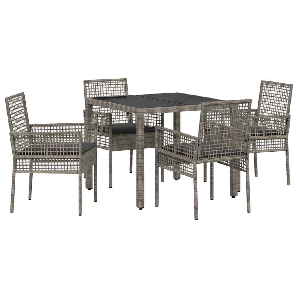 Tuin eettafelset 5 pcs Grijs poly rattan is nu te koop bij PeponiXL, paradijselijk wonen!