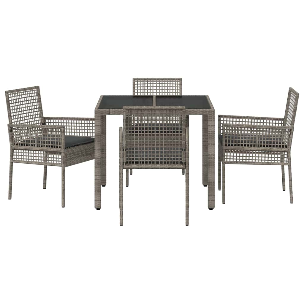 Tuin eettafelset 5 pcs Grijs poly rattan is nu te koop bij PeponiXL, paradijselijk wonen!