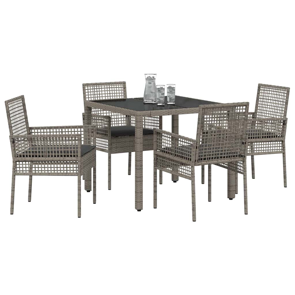 Tuin eettafelset 5 pcs Grijs poly rattan is nu te koop bij PeponiXL, paradijselijk wonen!
