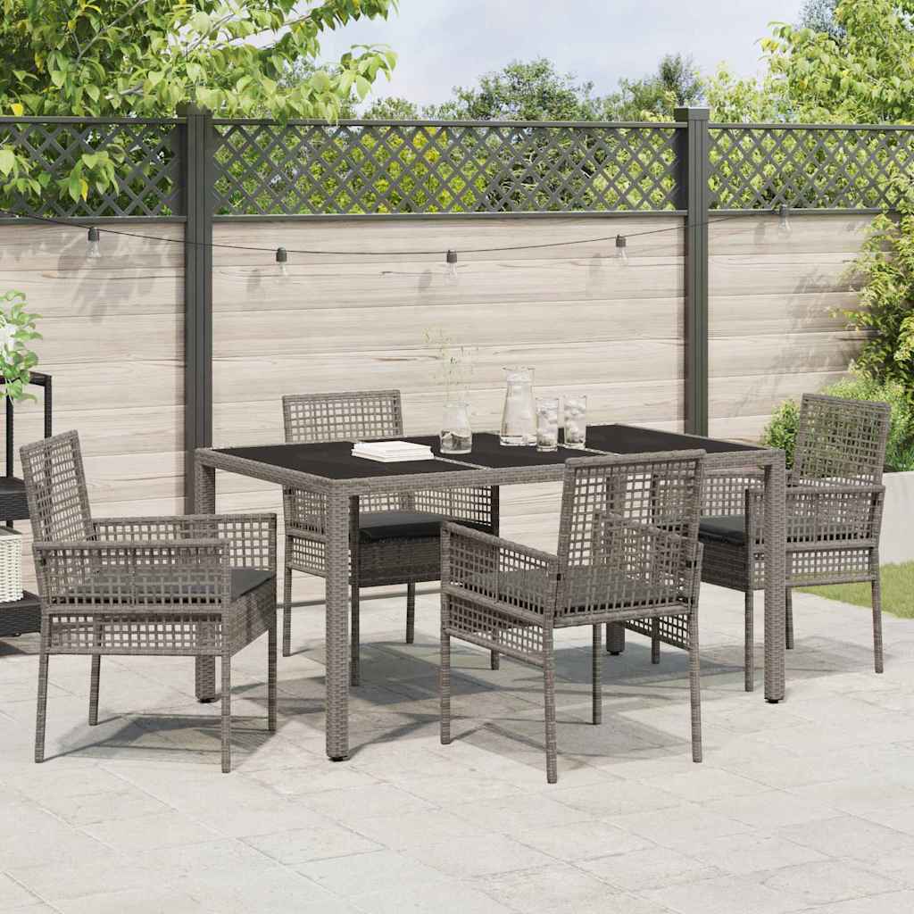 Tuin eettafelset 5 pcs Grijs poly rattan is nu te koop bij PeponiXL, paradijselijk wonen!