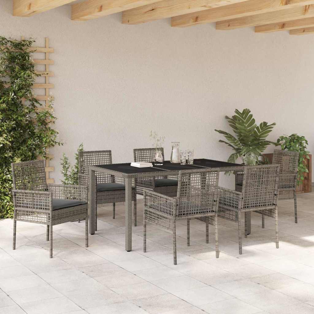 Tuin eettafelset 7 pcs Grijs poly rattan is nu te koop bij PeponiXL, paradijselijk wonen!