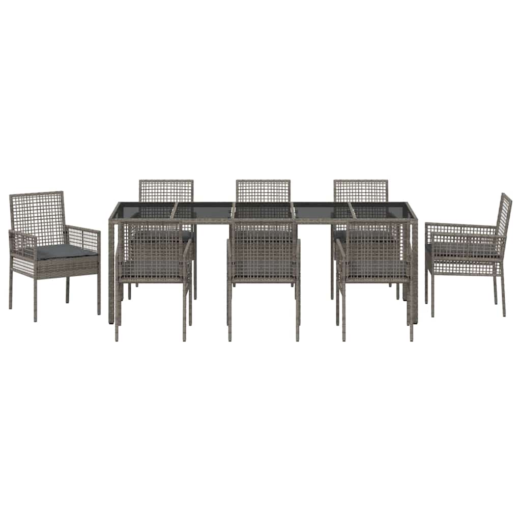 Tuin eettafelset 9 pcs Grijs poly rattan is nu te koop bij PeponiXL, paradijselijk wonen!