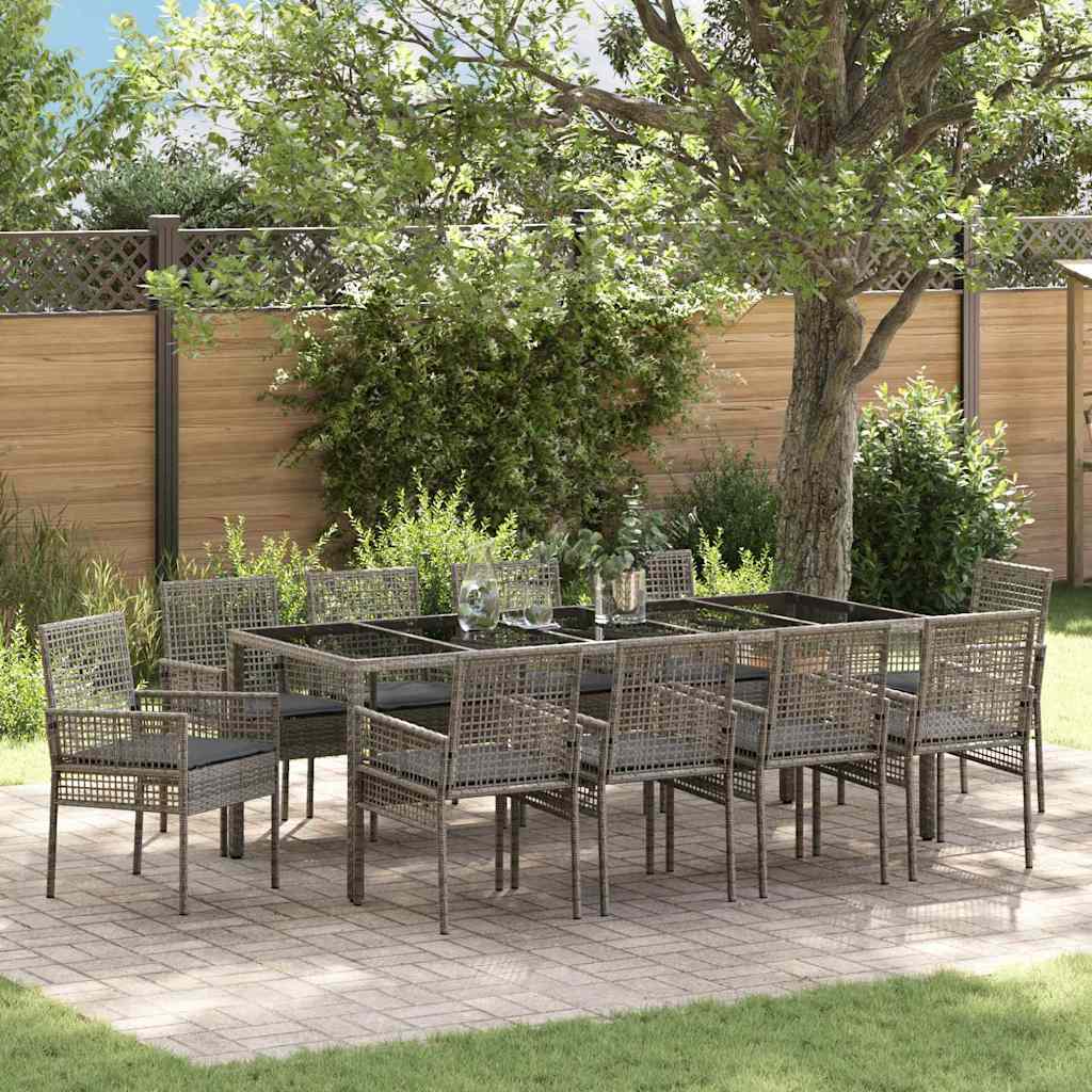 Tuin eettafelset 11 pcs Grijs poly rattan is nu te koop bij PeponiXL, paradijselijk wonen!