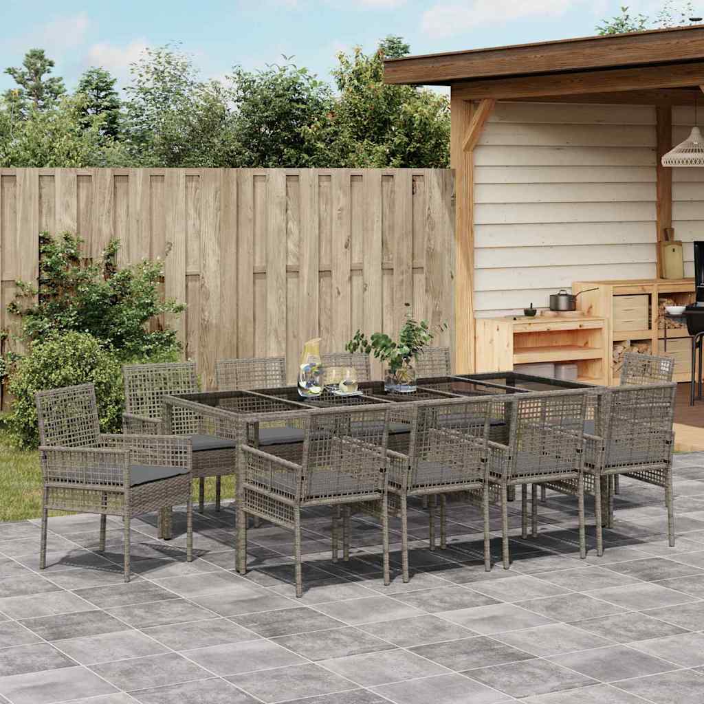 Tuin eettafelset 11 pcs Grijs poly rattan is nu te koop bij PeponiXL, paradijselijk wonen!