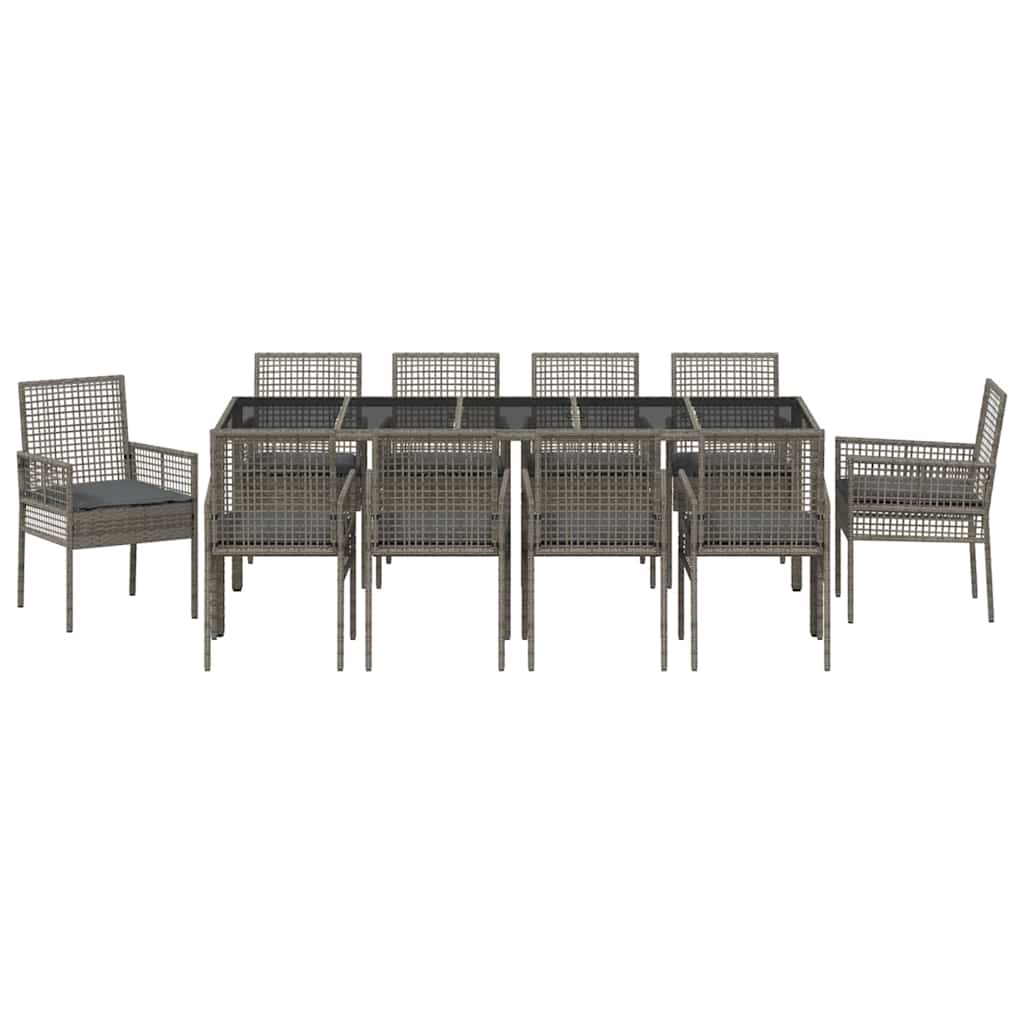 Tuin eettafelset 11 pcs Grijs poly rattan is nu te koop bij PeponiXL, paradijselijk wonen!