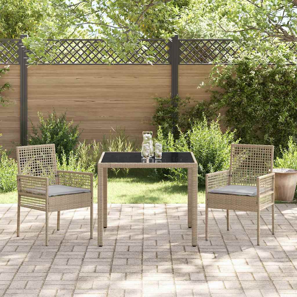 Tuin eettafelset 3 pcs Beige poly rattan is nu te koop bij PeponiXL, paradijselijk wonen!