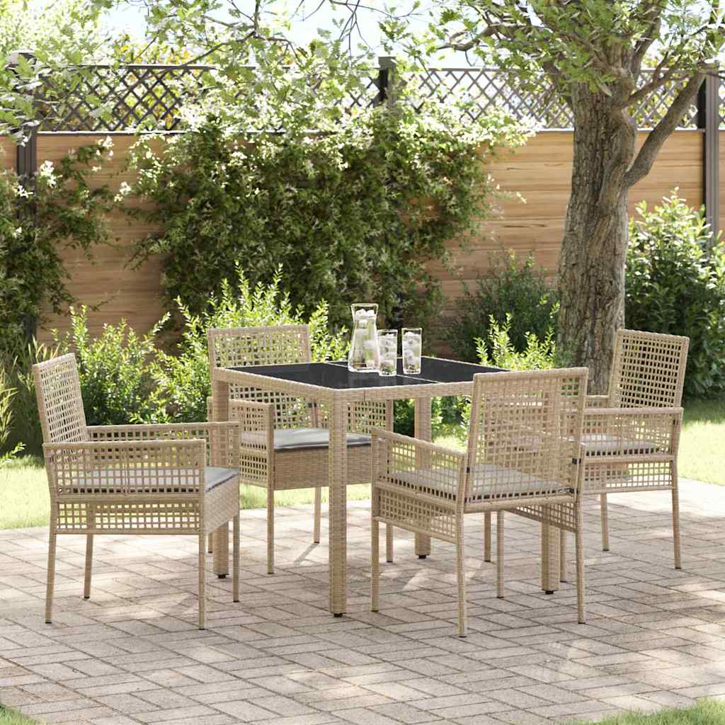 Tuin eettafelset 5 pcs Beige poly rattan is nu te koop bij PeponiXL, paradijselijk wonen!
