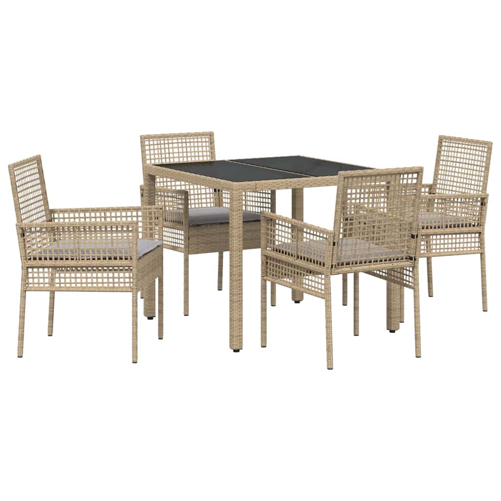 Tuin eettafelset 5 pcs Beige poly rattan is nu te koop bij PeponiXL, paradijselijk wonen!