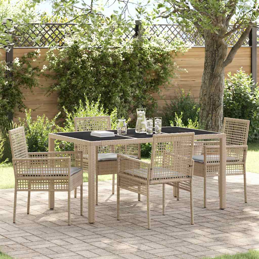 Tuin eettafelset 5 pcs Beige poly rattan is nu te koop bij PeponiXL, paradijselijk wonen!