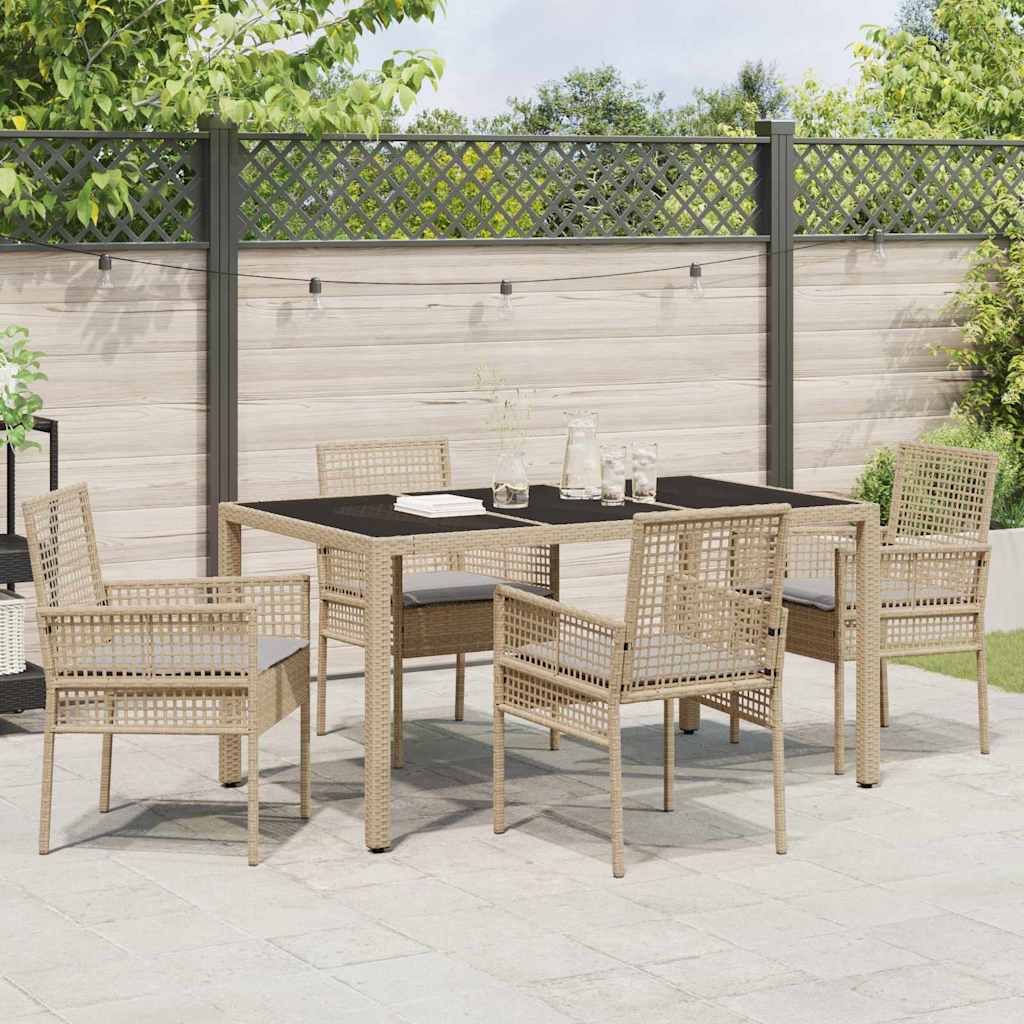 Tuin eettafelset 5 pcs Beige poly rattan is nu te koop bij PeponiXL, paradijselijk wonen!